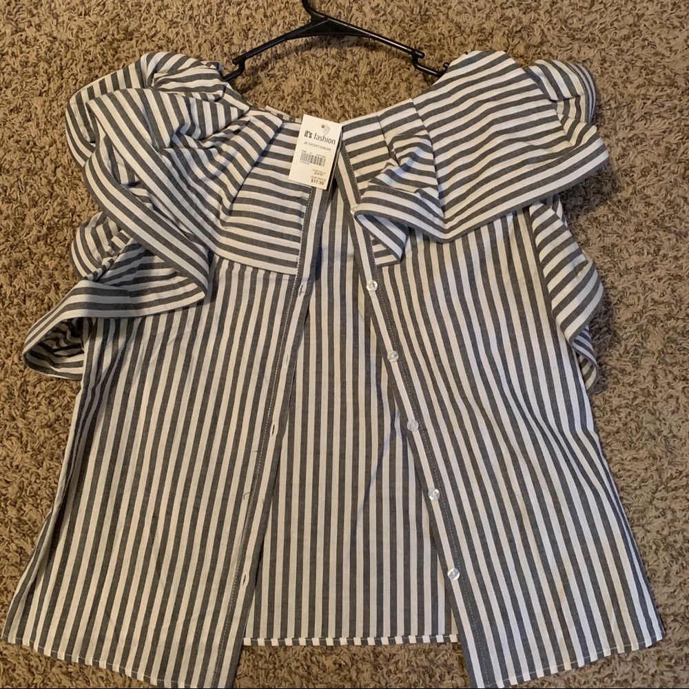 Stripe Ruffle Blouse - Picture 2 of 3